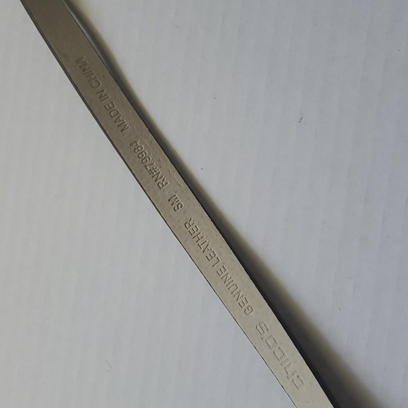 Chico's Belt Black Genuine Leather Slide Adjustable Silver Tone Hook Buckle S/M - Picture 7 of 9